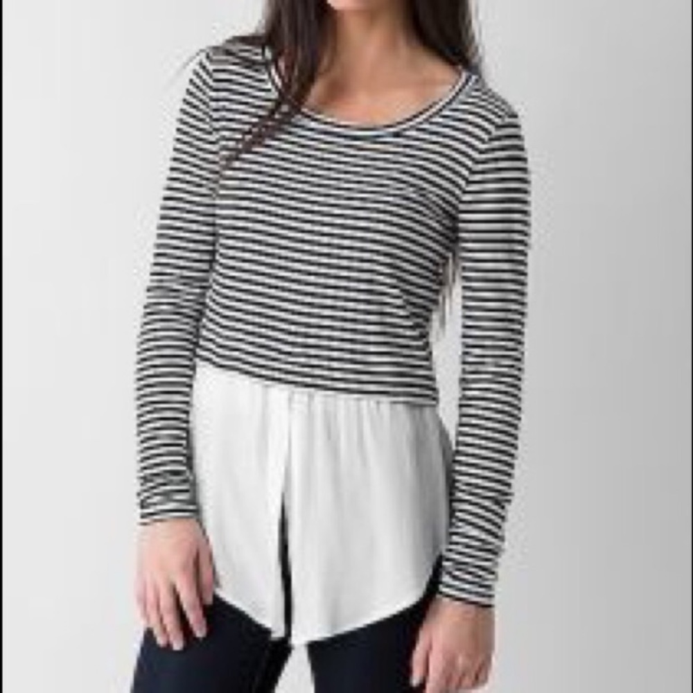 BKEred Stripe Split Front Layered Top